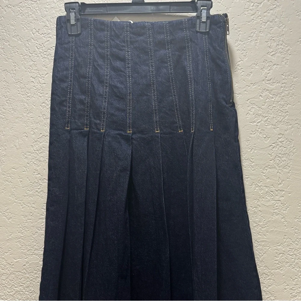Free Assembly Dark Wash Denim Midi Skirt - Picture 1 of 7